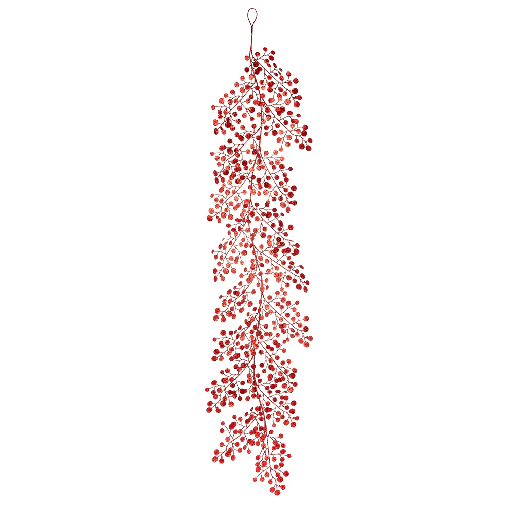 6' Glittered Artificial Silver Dollar Lunaria Leaf Garland -Red (Pack of 6)