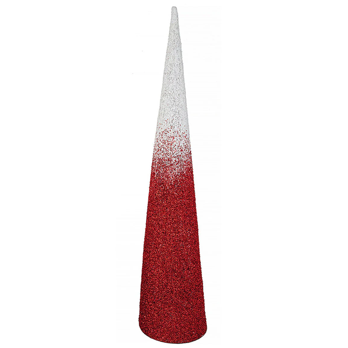 6' Glittered & Beaded Ombre Cone Tree -Red/White
