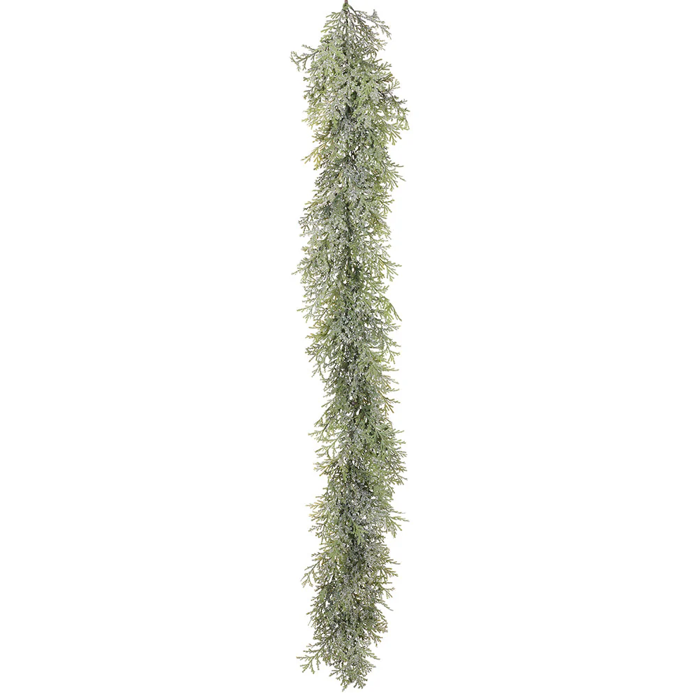 6' Iced Cedar Artificial Garland -Green/Clear (Pack of 4)