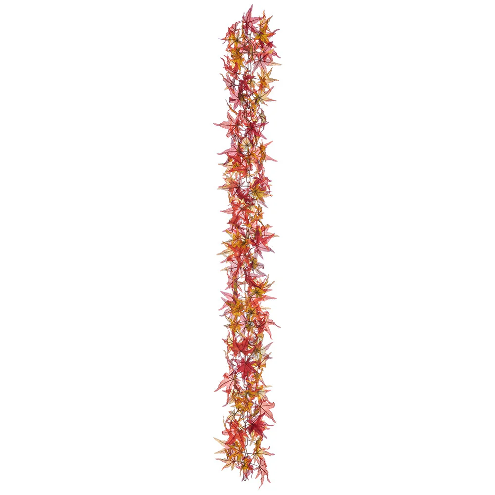 6' Japanese Maple Leaf Silk Garland -Burgundy/Flame (Pack of 6)