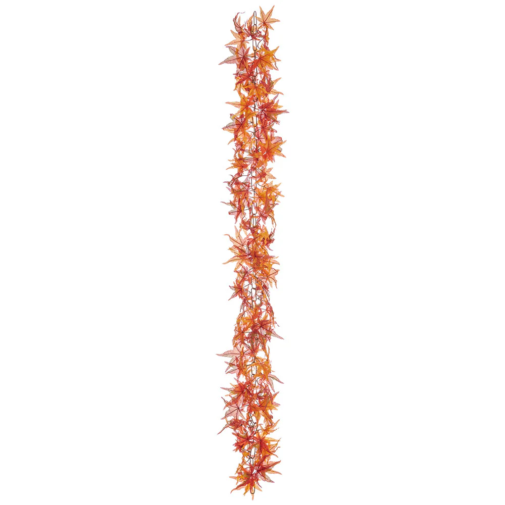 6' Japanese Maple Leaf Silk Garland -Orange/Flame (Pack of 6)