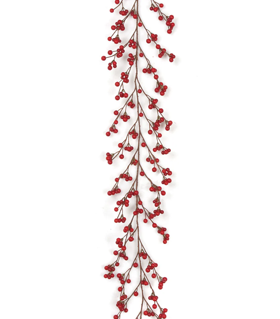 6' Lacquered Ilex Berry Artificial Garland -Red (Pack of 6)