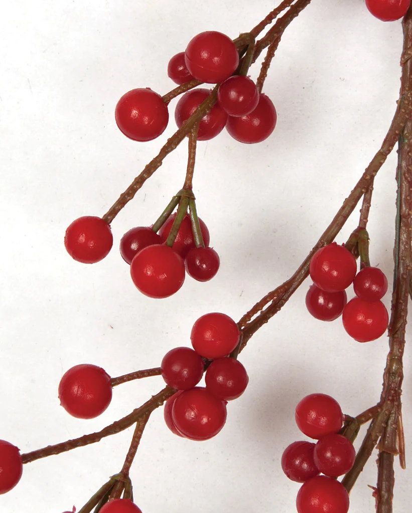 6' Lacquered Ilex Berry Artificial Garland -Red (Pack of 6) - Image 2