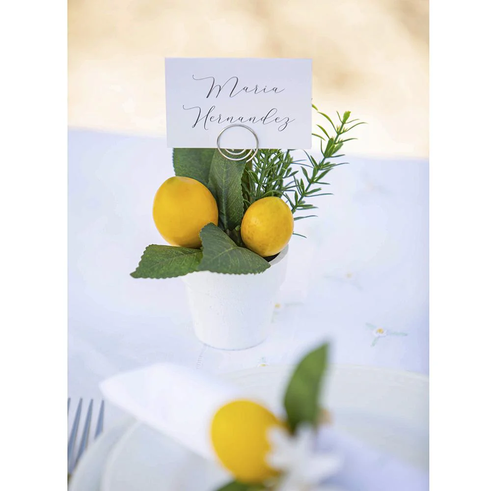 6" Lemon Silk Arrangement w/Paper Pot & Card Holder -Yellow (Pack of 6) - Image 3
