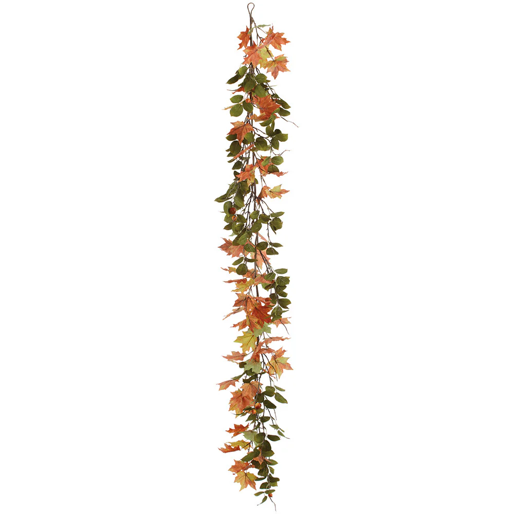 6' Maple Leaf & Rosehip Artificial Garland -Fall (Pack of 2)