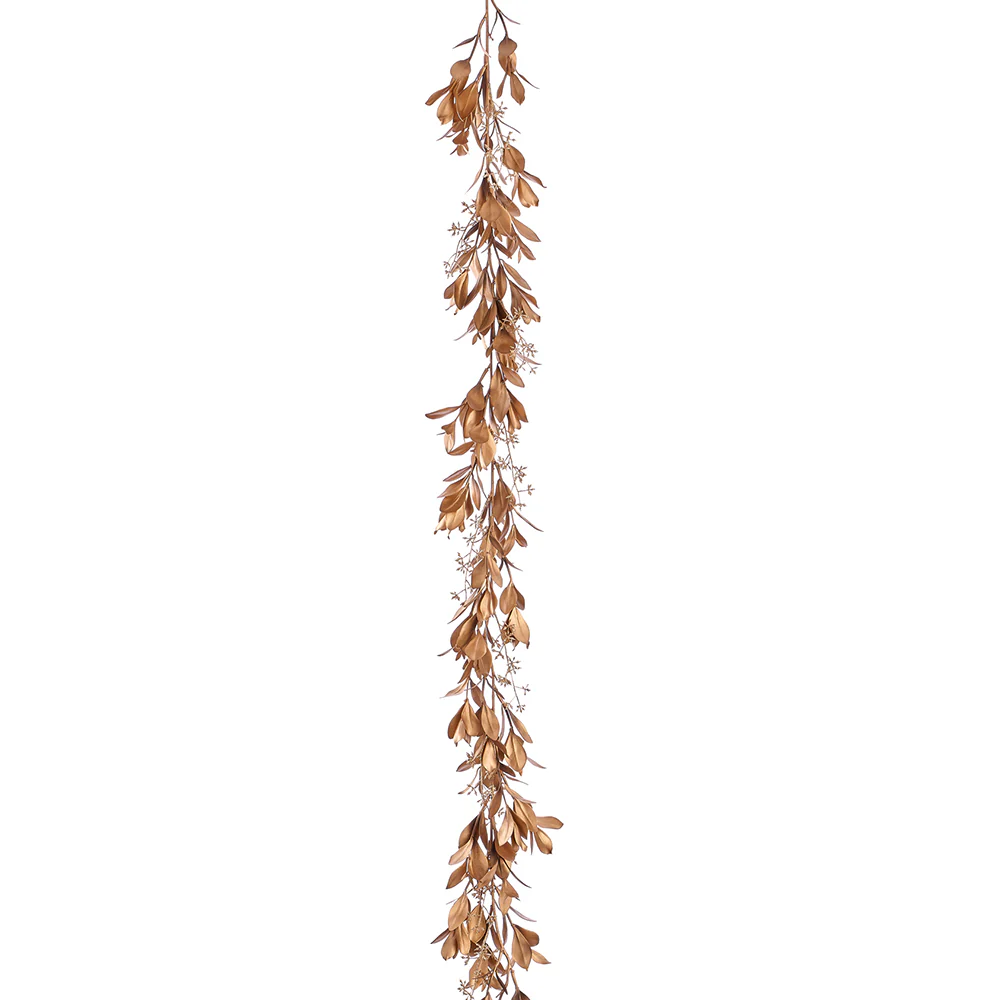 6' Metallic Magnolia Leaf Artificial Garland -Gold (Pack of 6)