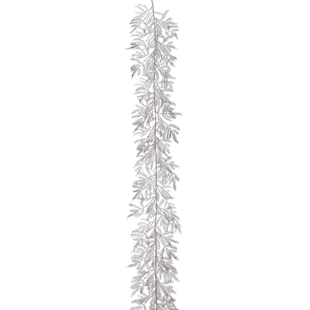 6' Metallic Mimosa Leaf Artificial Garland -Champagne (Pack of 4)