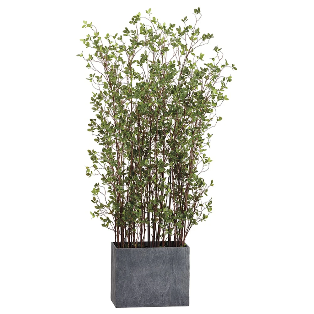 6' Mini Leaf Silk Plant Wall Divider w/Planter -Green