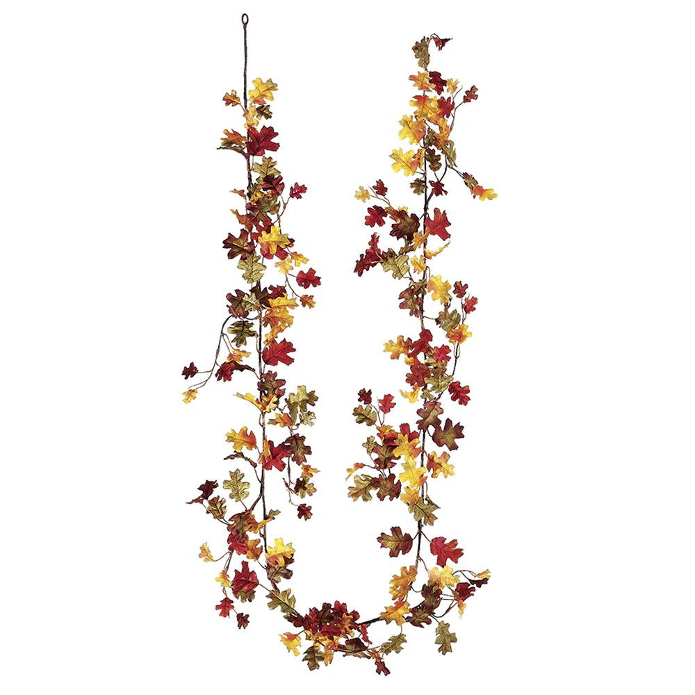 6' Mini Oak Leaf Silk Garland -Mixed Colors (Pack of 6)
