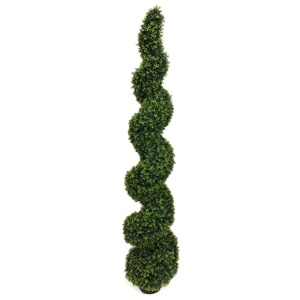6' Outdoor UV-Resistant Artificial Dwarf Boxwood Spiral Topiary Tree w/Pot -Green