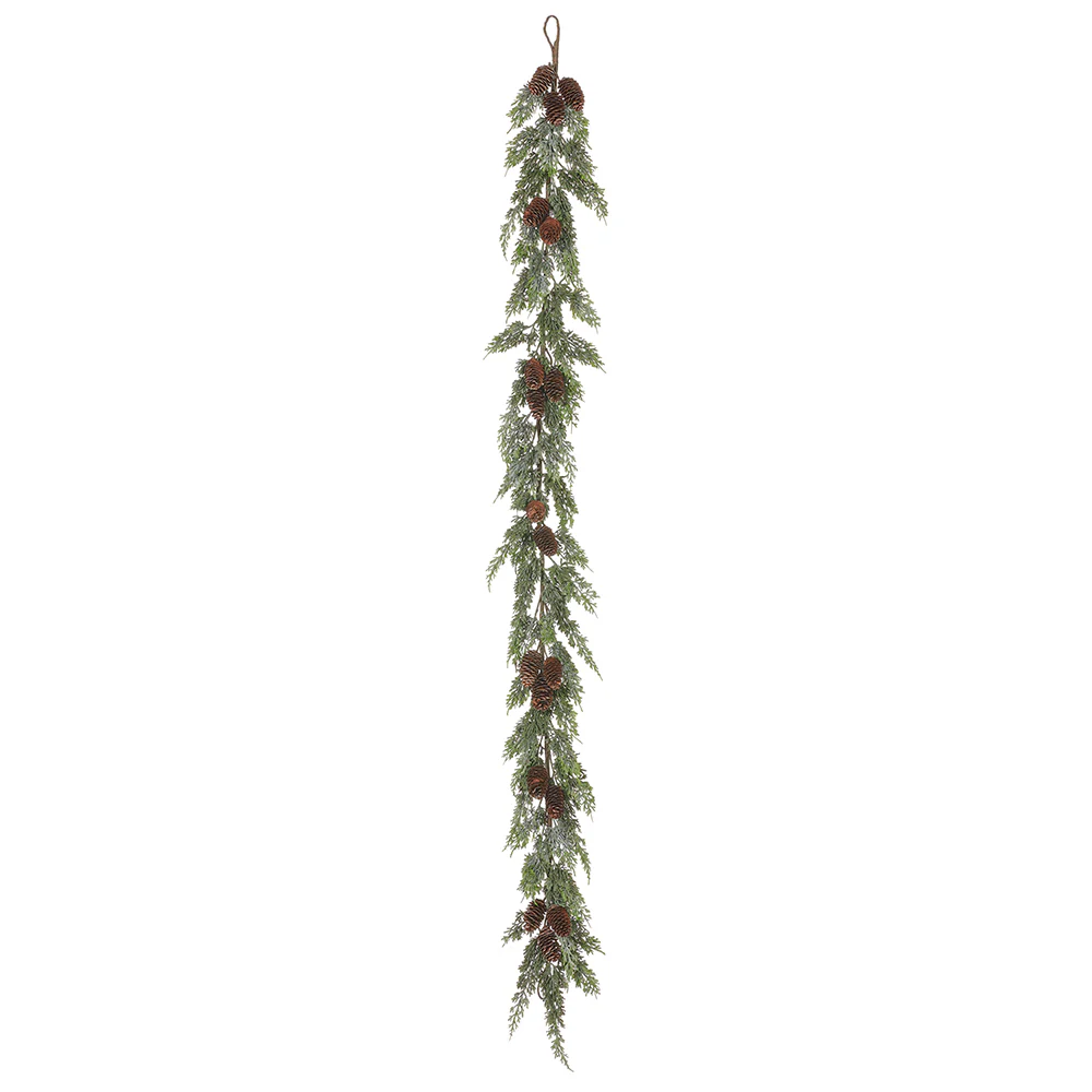 6' Outdoor UV-Resistant Artificial Pinecone & Cedar Garland -Green/Brown (Pack of 2)