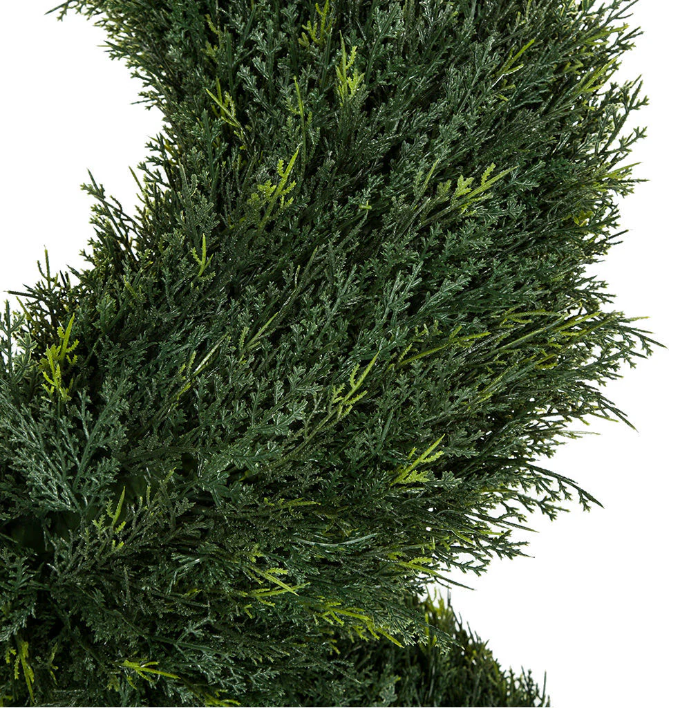 6' Outdoor UV-Resistant Artificial Pond Cypress Spiral Topiary Tree w/Pot -Green - Image 2