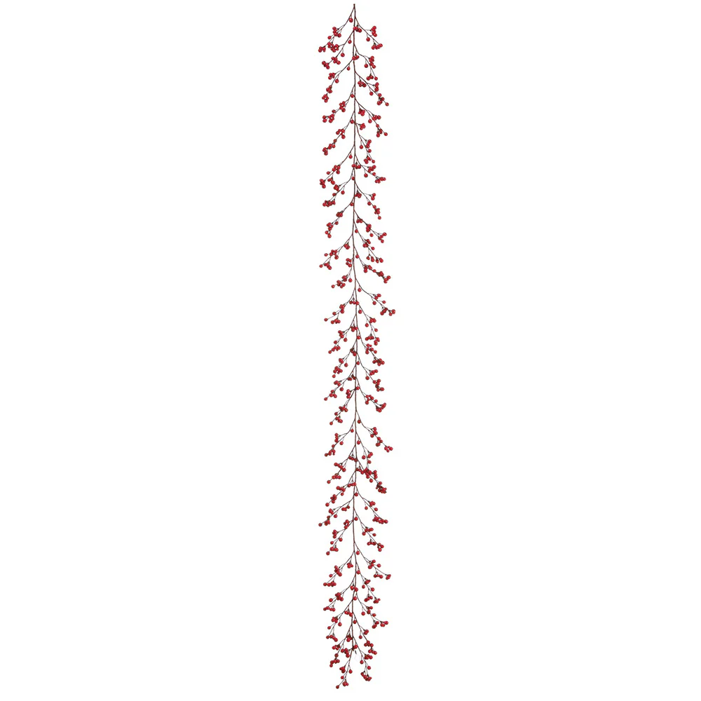 6' Outdoor Water-Resistant Artificial Plastic Berry Garland -Red (Pack of 6)