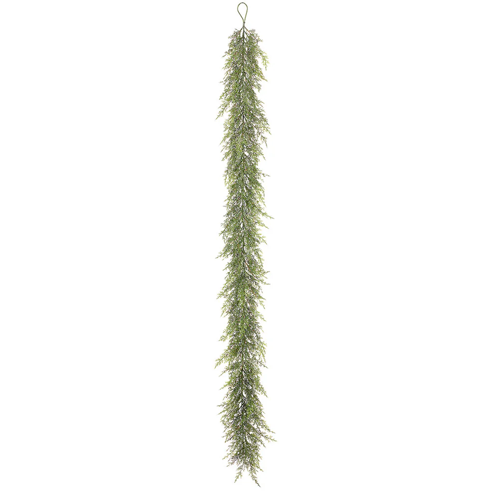 6' PE Soft-Touch Glittered Cedar Artificial Garland -Green (Pack of 2)