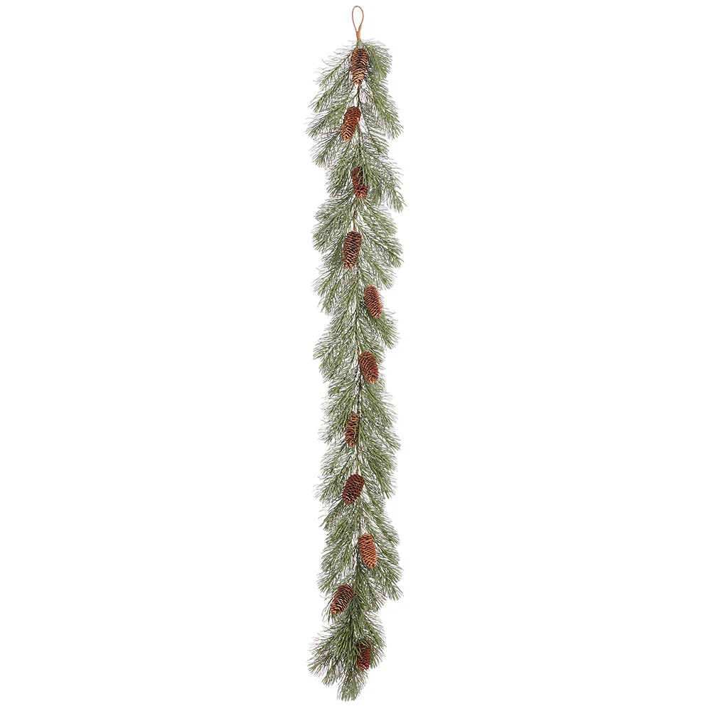 6' Pine & Pinecone Artificial Garland -Green/Brown (Pack of 2)