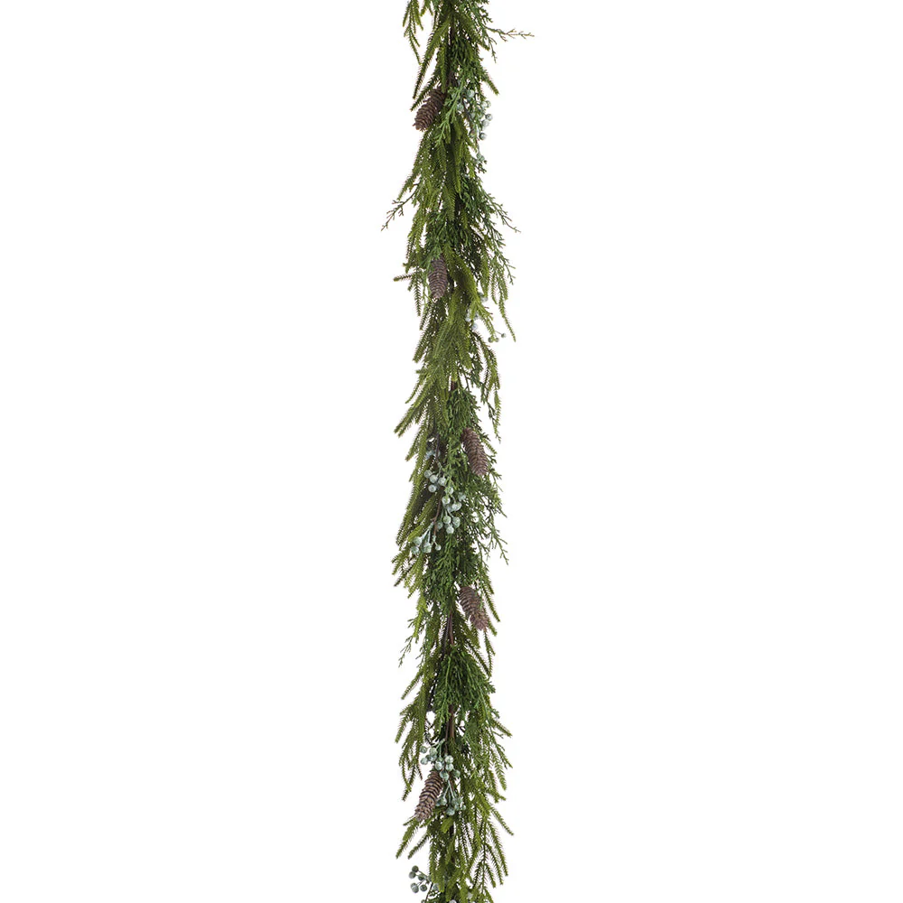6' Pinecone, Berry & Pine Artificial Garland -Green/Brown (Pack of 3)