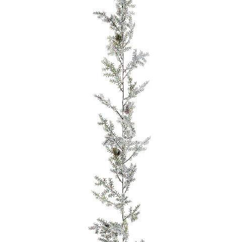 6' Plastic Iced Cedar Pine & Pinecone Artificial Garland -Green/Ice (Pack of 6)