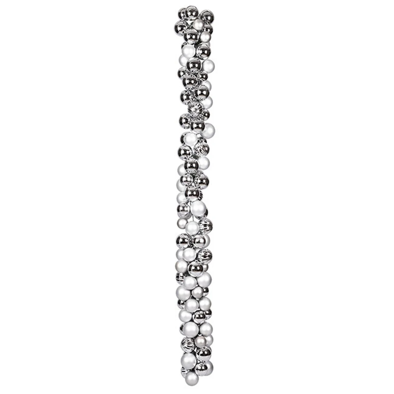 6' Plastic Matte & Reflective Mixed Ball Garland -Silver/White