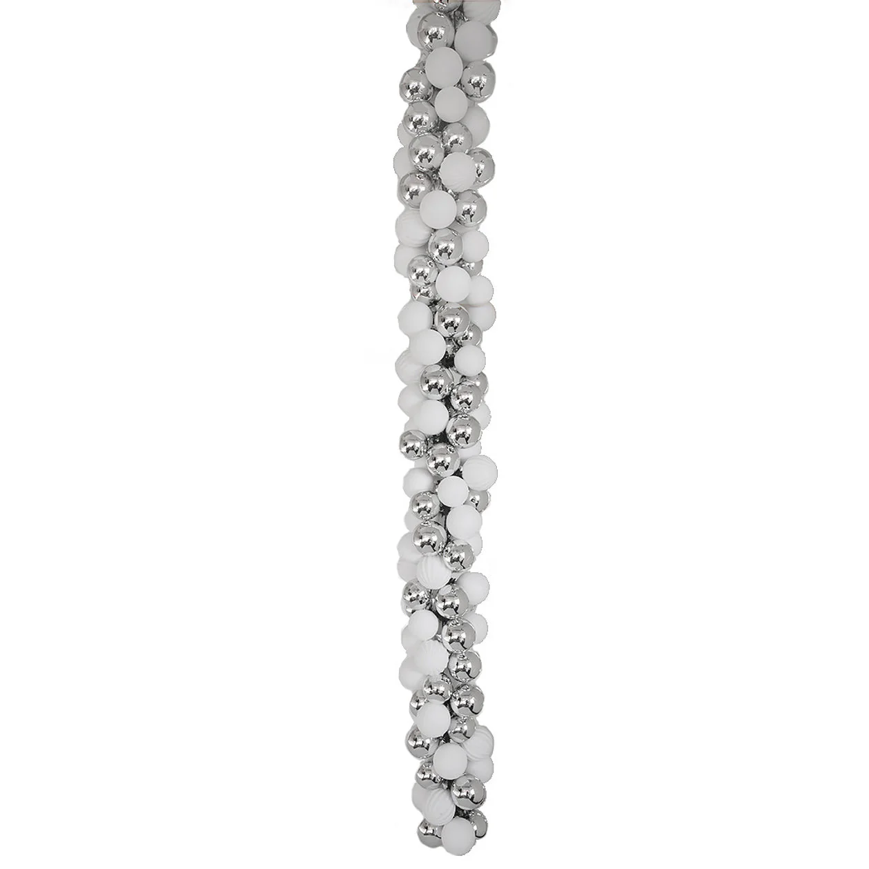 6' Plastic Matte & Reflective Mixed Ball Garland -White/Silver