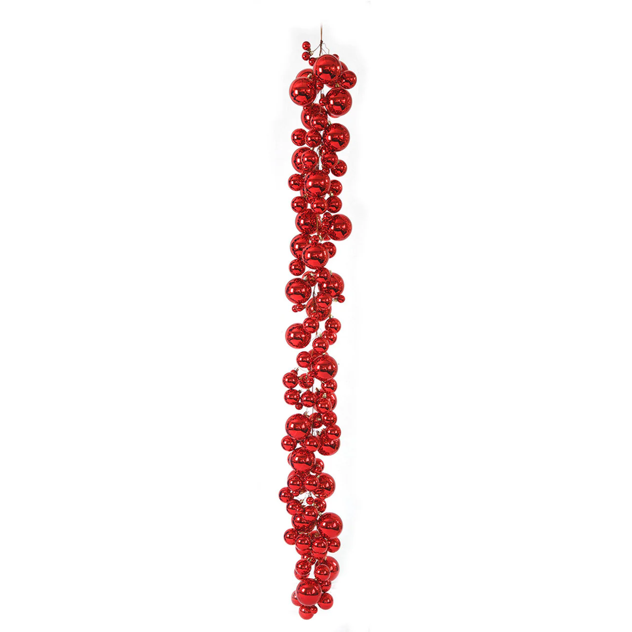 6' Plastic Mixed Reflective Ball Garland -Red (Pack of 2)