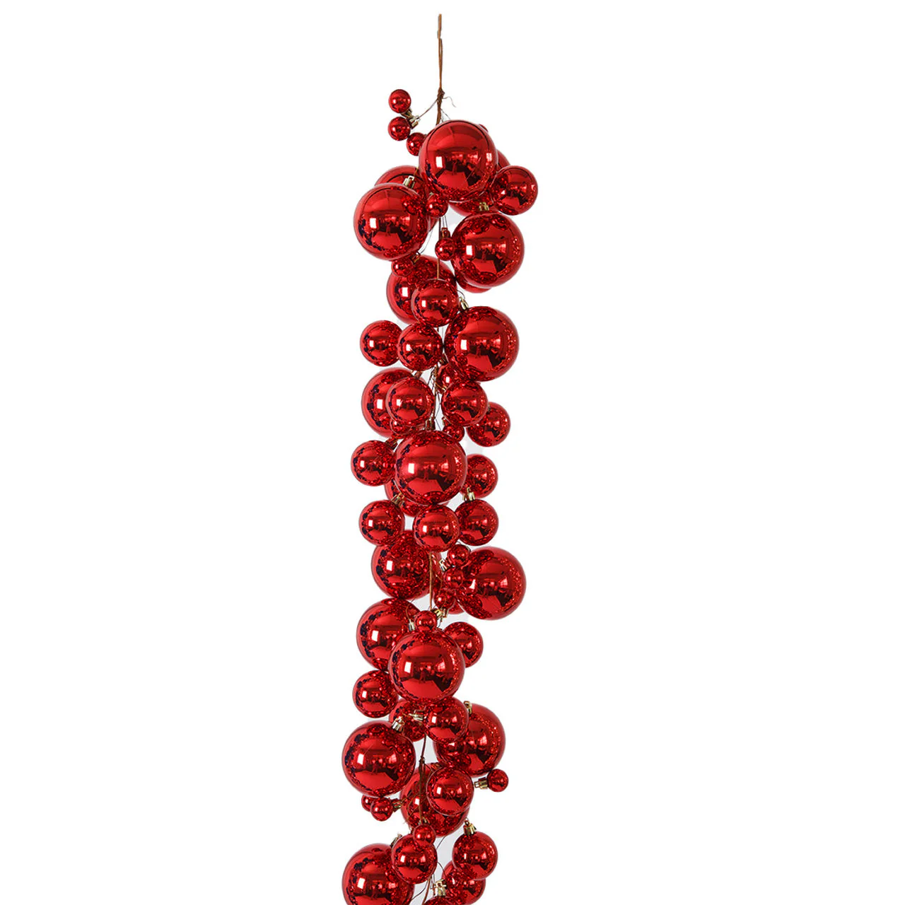 6' Plastic Mixed Reflective Ball Garland -Red (Pack of 2) - Image 2
