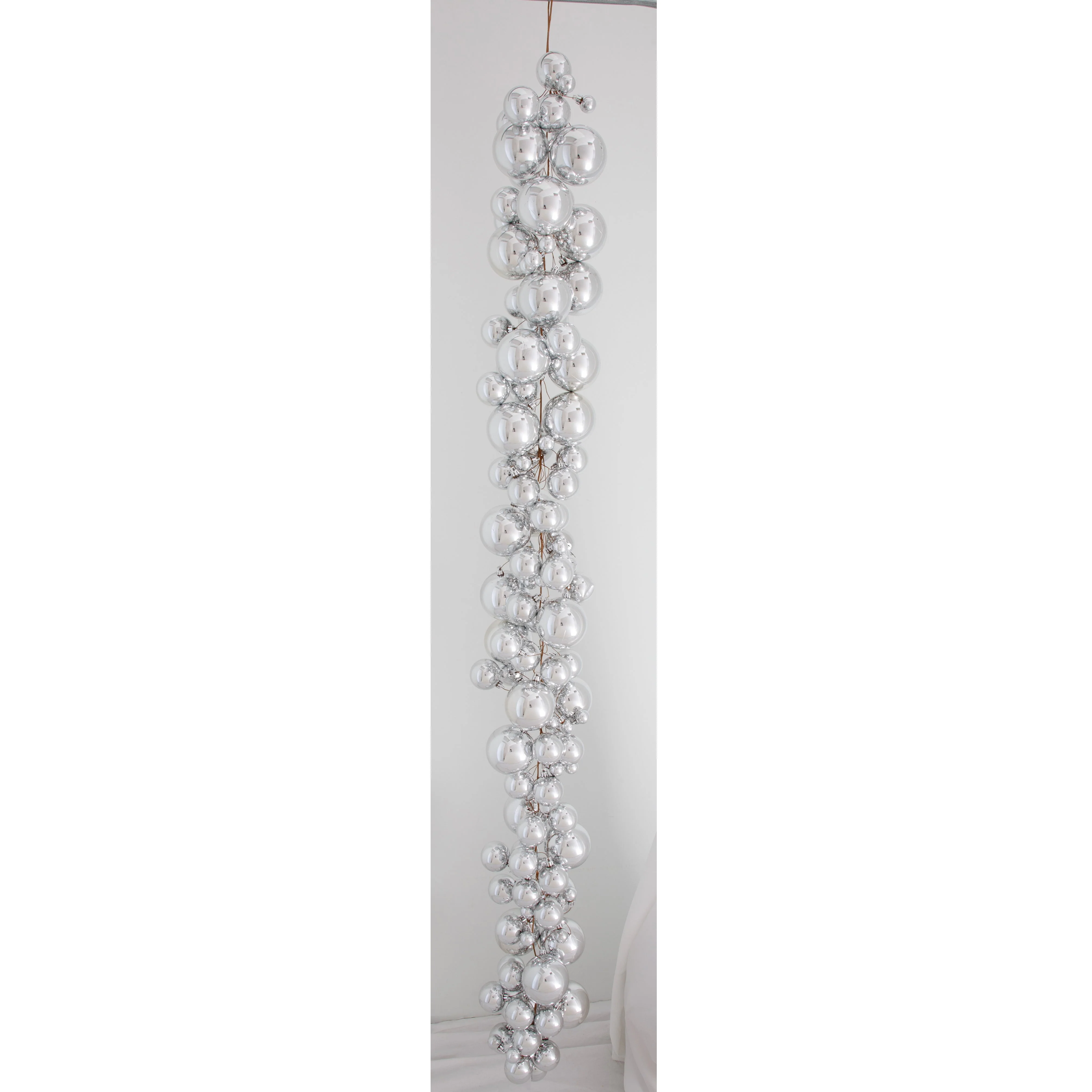6' Plastic Mixed Reflective Ball Garland -Silver (Pack of 2)