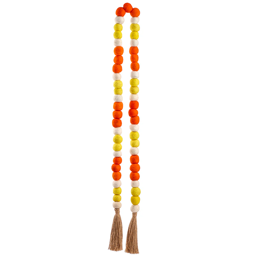 6' Pompon Garland With Jute Tassel -Mixed Colors (Pack of 4)