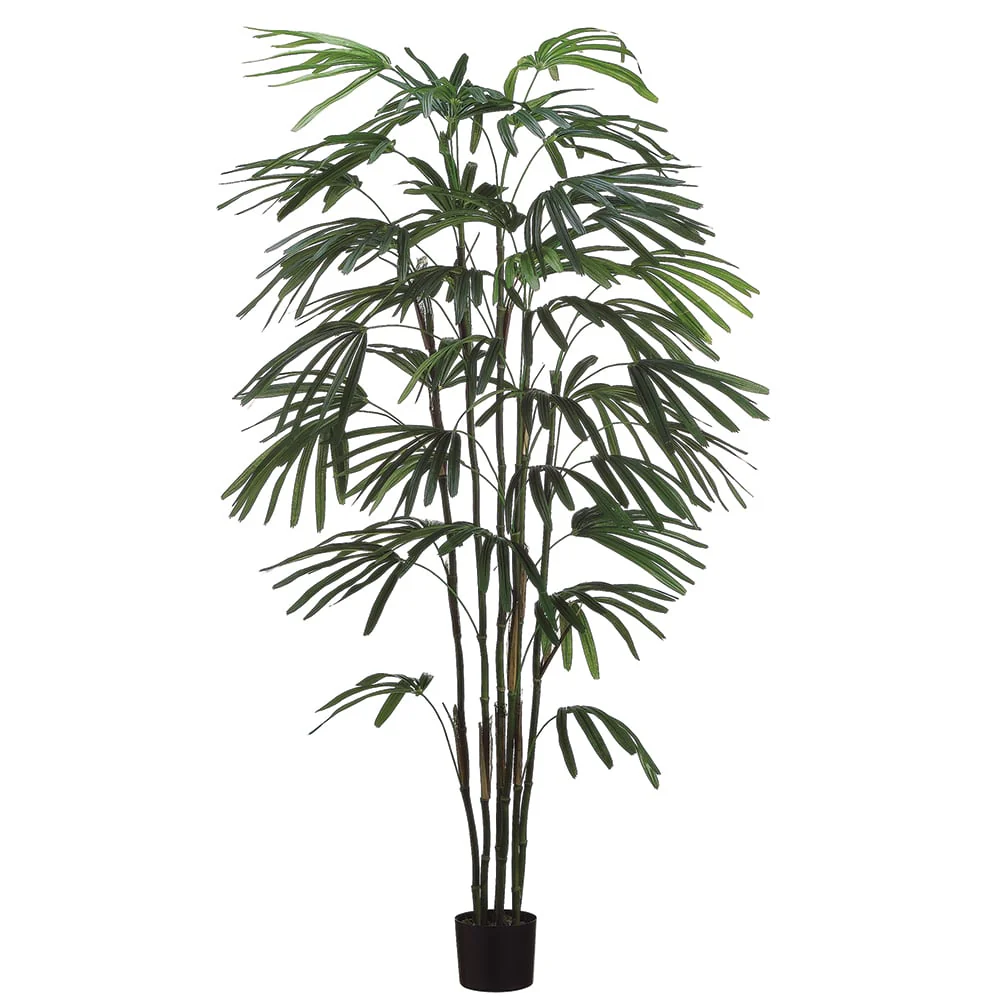 6' Rhapis Silk Tropical Palm Tree w/Pot -Green