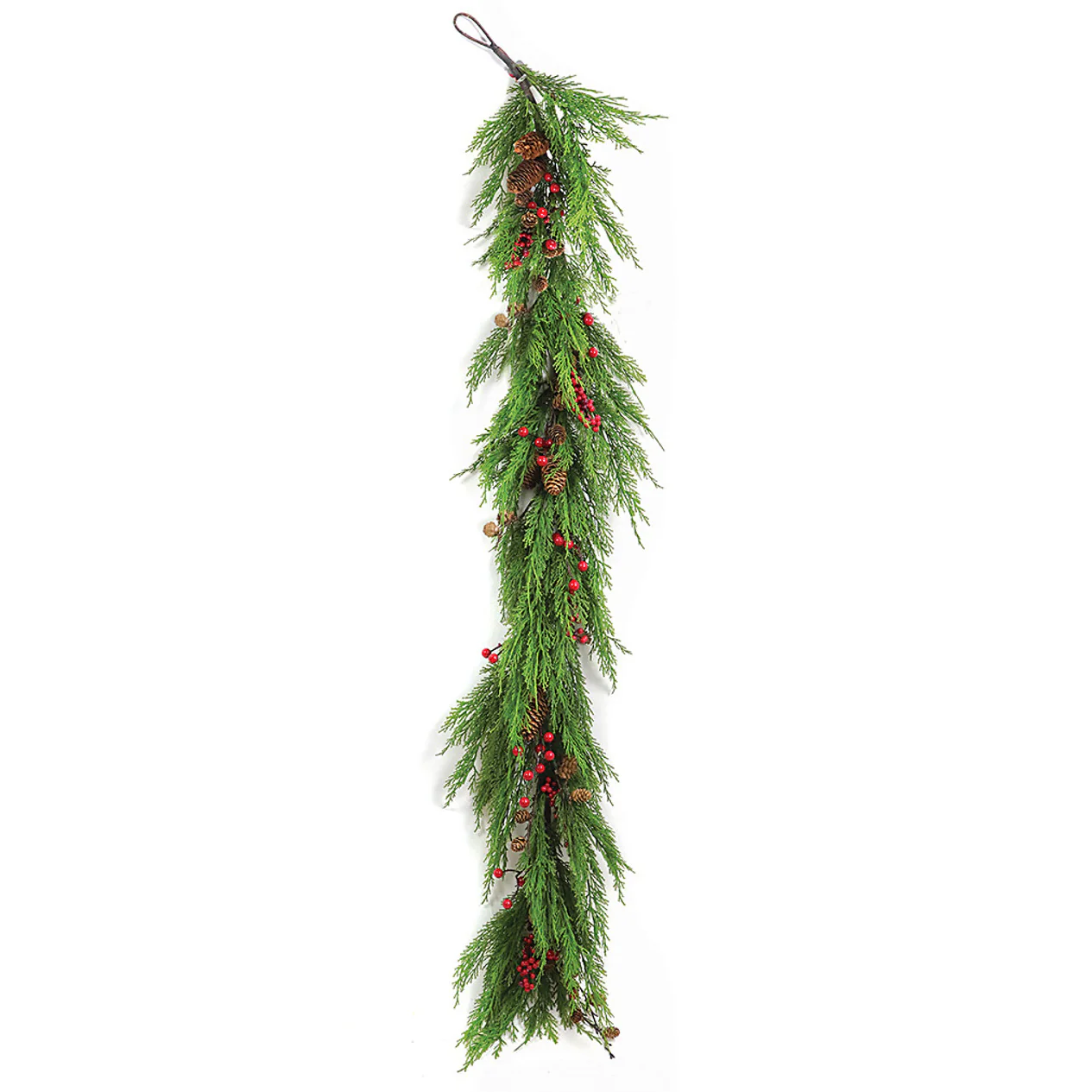 6' Soft-Touch Artificial Cedar, Pinecone & Berry Garland -Green/Red (Pack of 2)