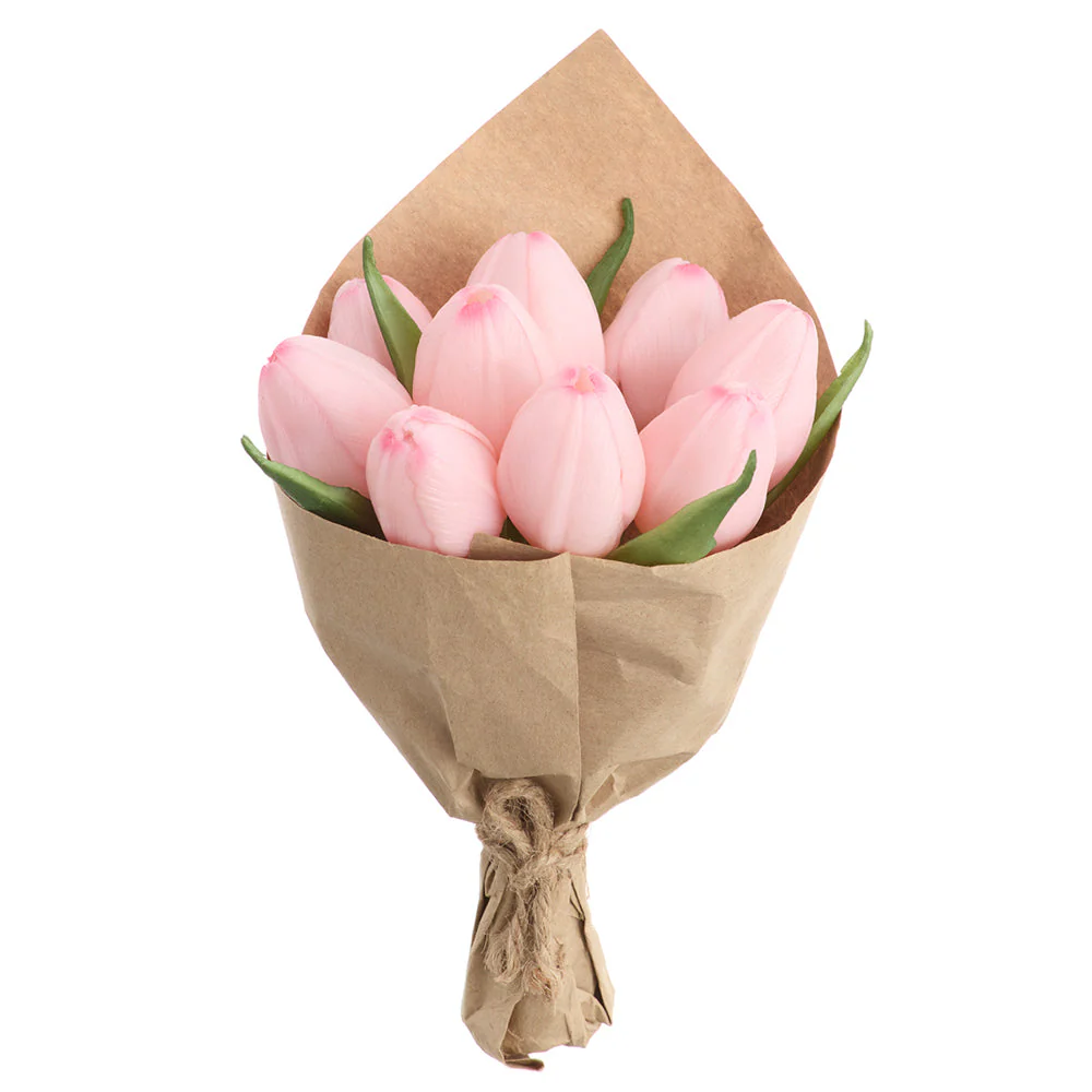 6" Wrapped Tulip Silk Flower Bouquet -Pink (Pack of 6)