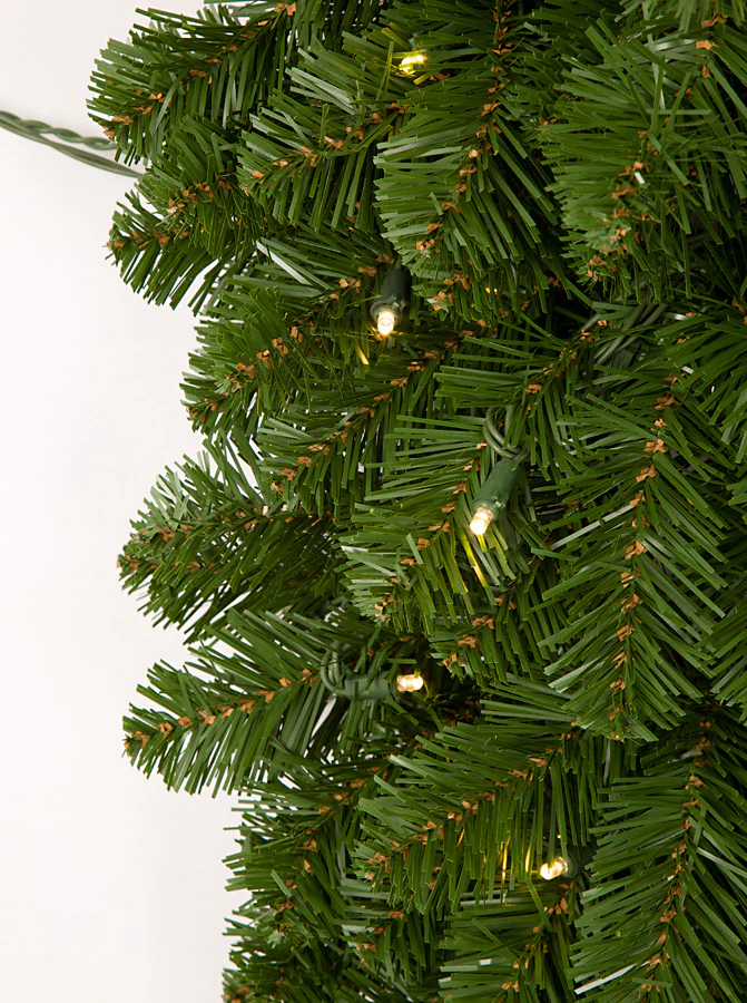 60" Artificial Oregon Pine Teardrop Swag, LED Pre-Lit -Green - Image 2