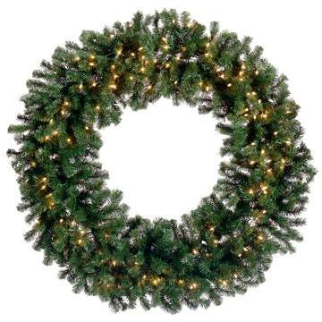 60" Artificial Windsor Pine Wreath, Pre-Lit -Green