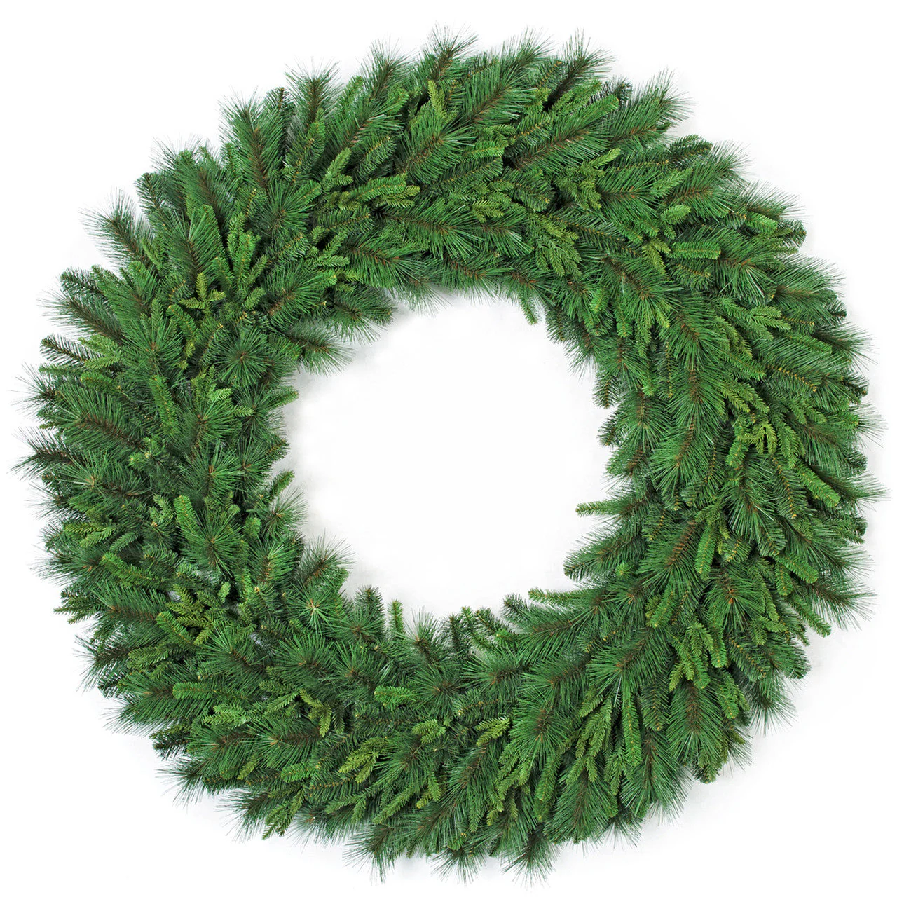 60" Outdoor UV-Resistant PE Soft-Touch Artificial Mixed Ledgemer Pine Wreath -Green