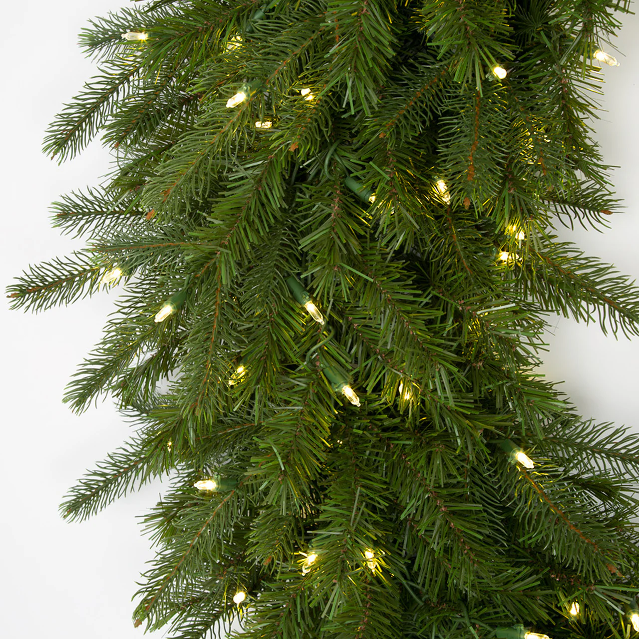 60" PE Artificial Elizabeth Pine Wreath, LED Pre-Lit -Green - Image 2