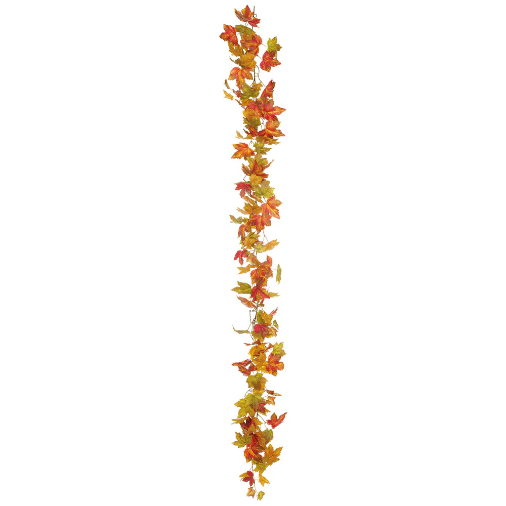 6'1" Maple Leaf Silk Garland -Flame/Green (Pack of 6)