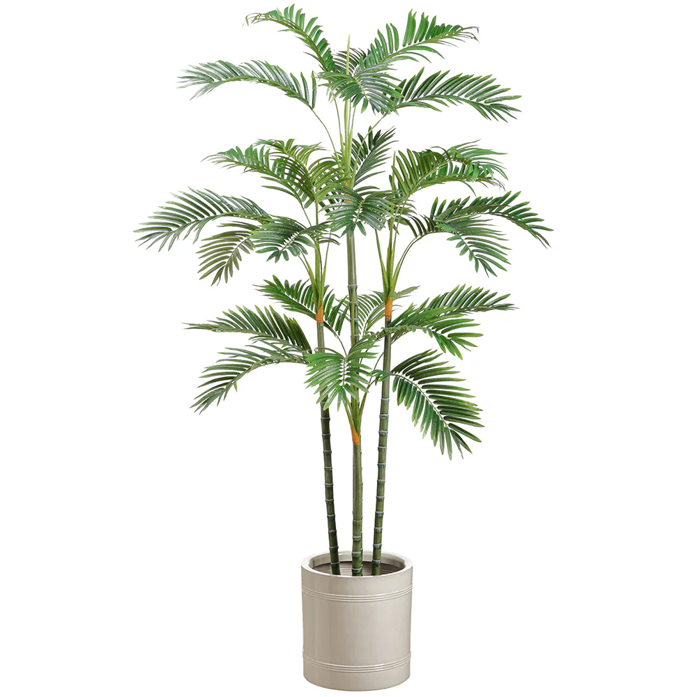 6'1" Silk Areca Palm Tree w/White Planter -Green/White