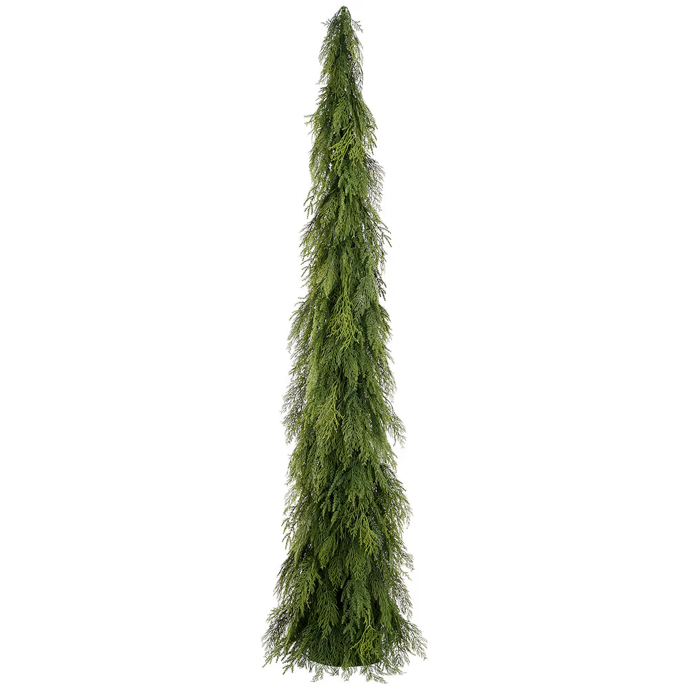 6'10" Artificial Deluxe Mixed Cedar Cone-Shaped Topiary w/Base -Green (Pack of 2)