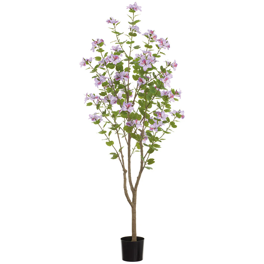 6'10" Flowering Bauhinia Orchid Flower Silk Tree w/Plastic Pot -Lavender (Pack of 2)