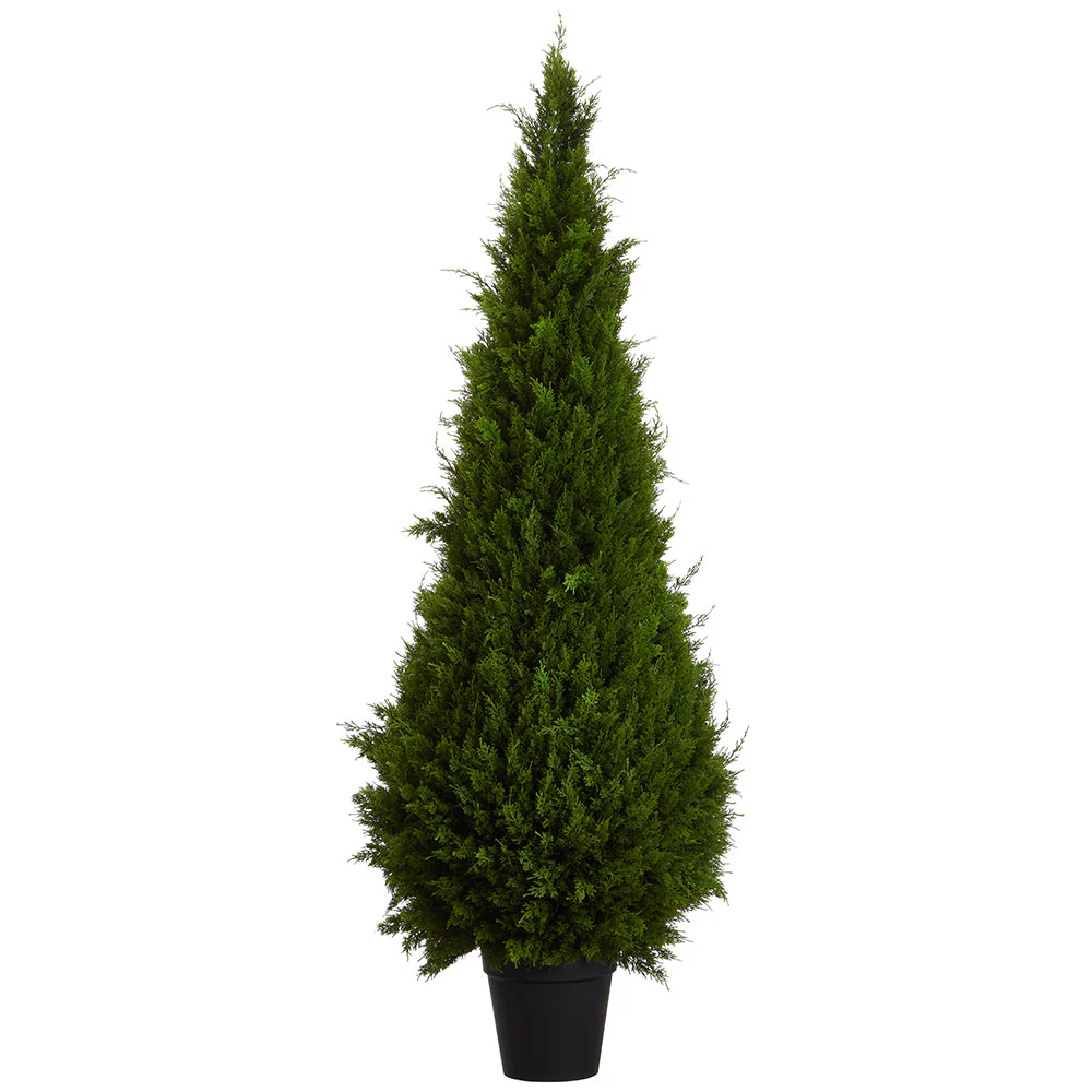 6'10" Juniper Teardrop-Shaped Artificial Topiary Tree w/Pot -Green