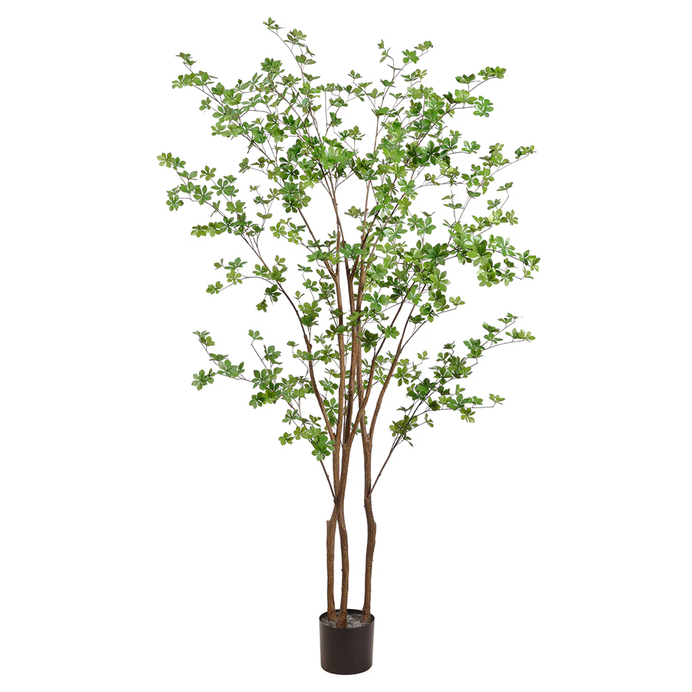 6'10" Silk Mini Leaf Tree w/Plastic Pot -Green (Pack of 2)