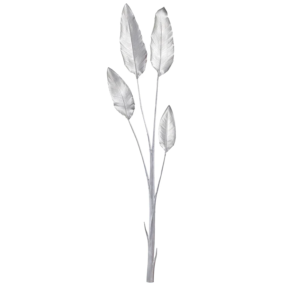 62" Metallic Artificial Bird Of Paradise Leaf Stem -Silver (Pack of 6)
