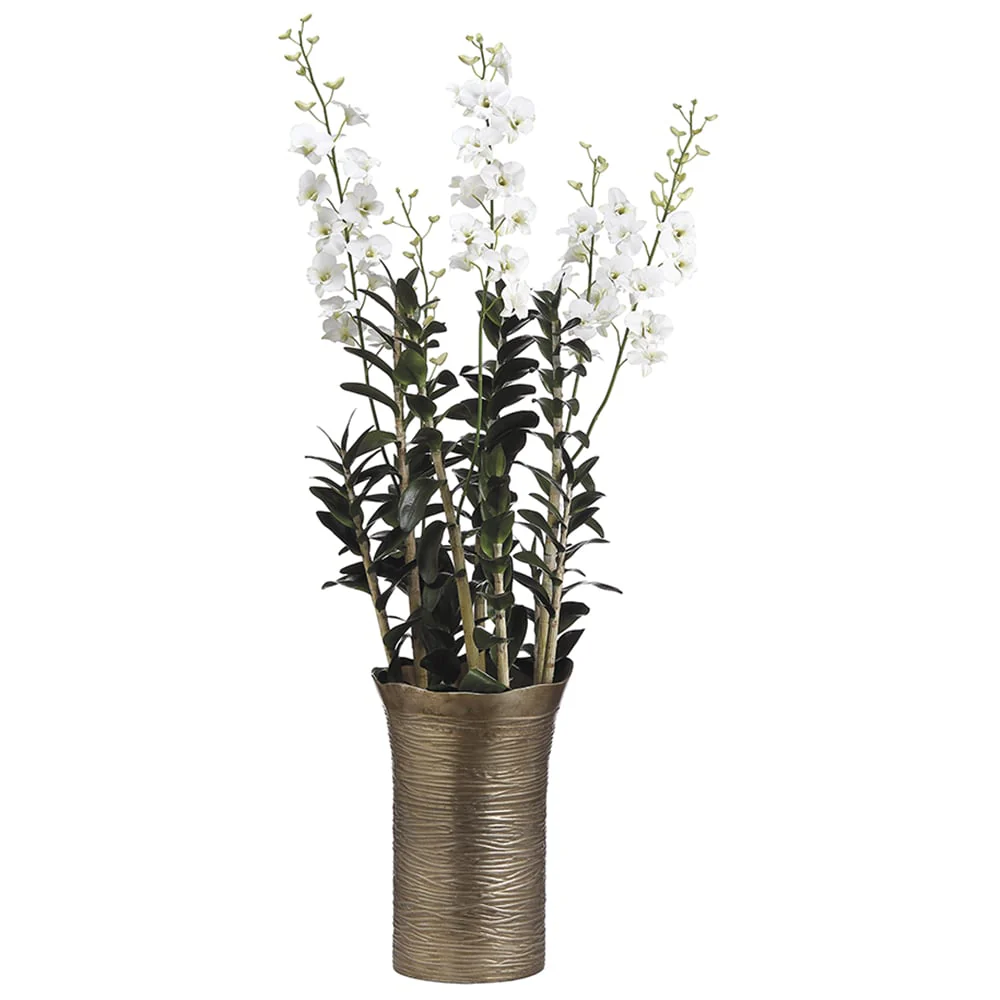 62"Hx20"W Dendrobium Orchid Silk Flower Arrangement -Cream