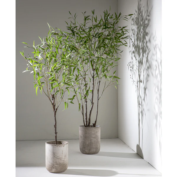 6'6" Silk Bamboo Tree w/Cement Planter -Green - Image 2