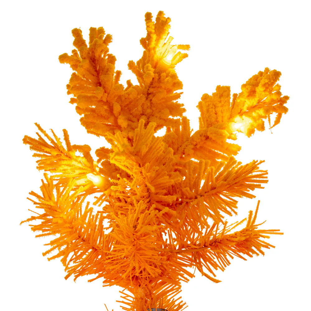 6'6"Hx27"W Flocked Pencil Fir Artificial Christmas Tree, LED Pre-Lit (Yellow) -Yellow - Image 2