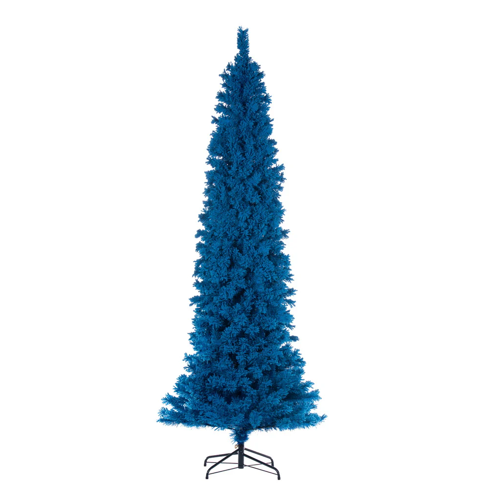 6'6"Hx27"W Flocked Pencil Fir Artificial Christmas Tree, Unlit -Turquoise