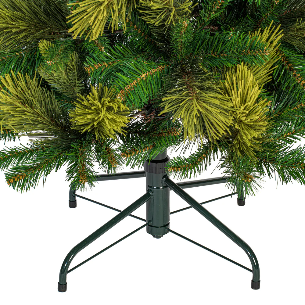 6'6"Hx30"W PE Slim Emerald Mixed Fir & Pinecone Artificial Christmas Tree, Unlit -Green/Brown - Image 3