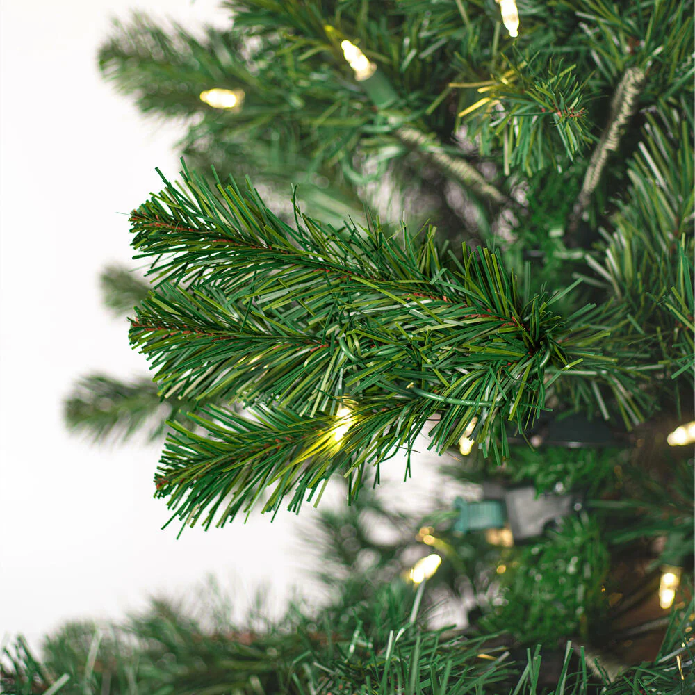 6'6"Hx32"W Slim Salem Pine Artificial Christmas Tree, LED Pre-Lit -Green - Image 2