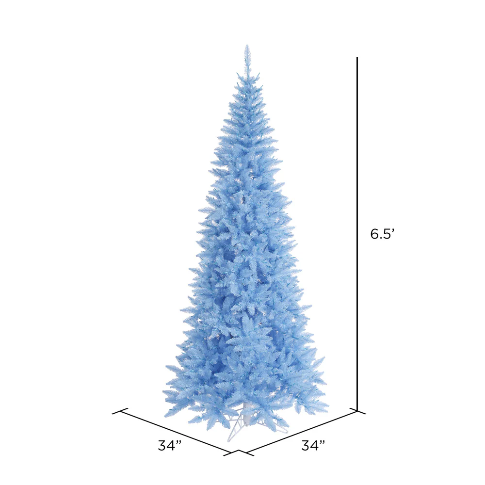 6'6"Hx34"W Slim Fir Artificial Christmas Tree, Unlit -Sky Blue - Image 2