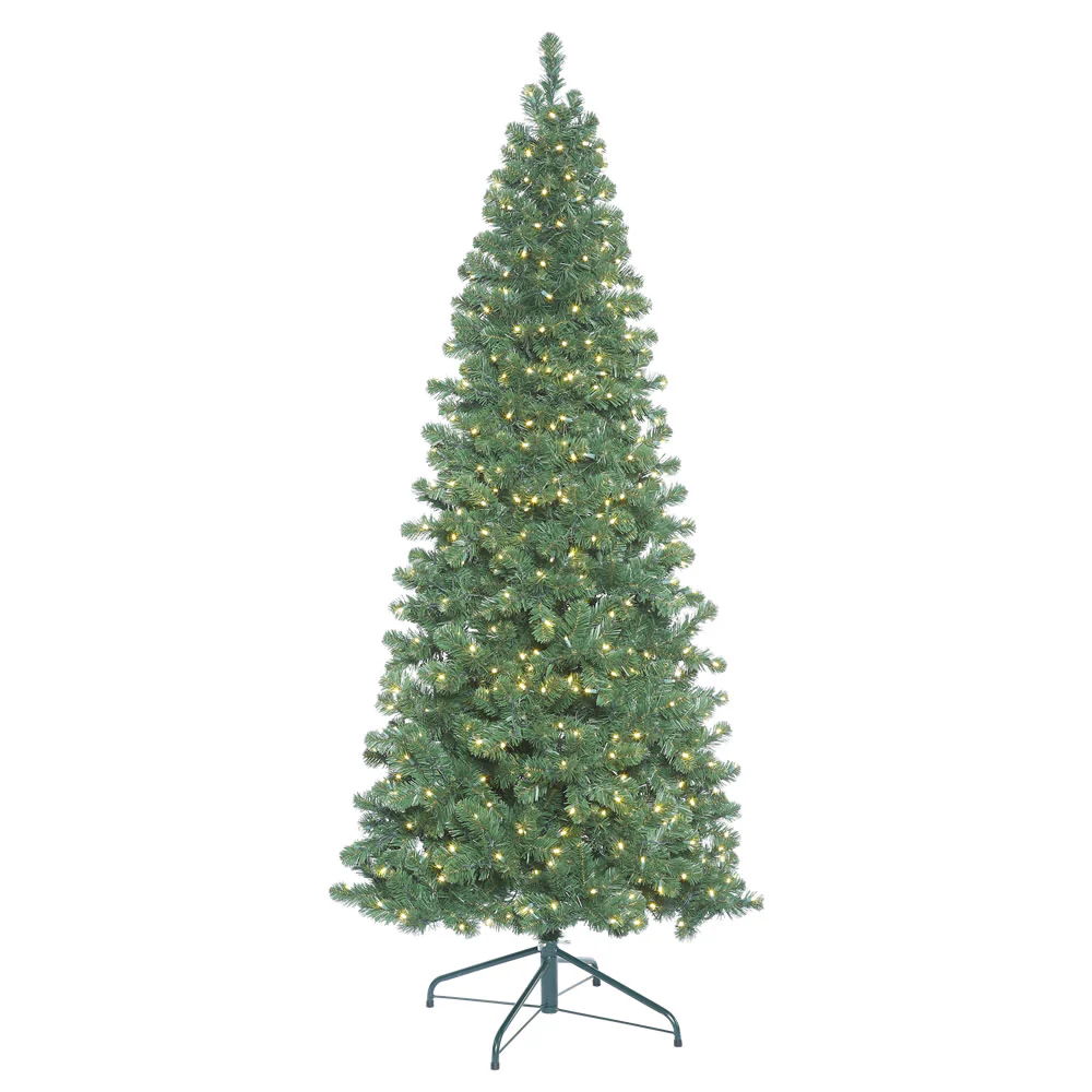 6'6"Hx35"W Slim Oregon Fir Artificial Christmas Tree, LED Pre-Lit -Green