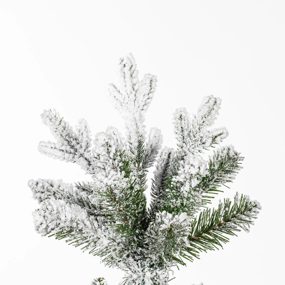 6'6"Hx36"W PE Frosted Slim Wistler Spruce Artificial Christmas Tree, LED Pre-Lit (Multi-Mode) -White/Green - Image 3